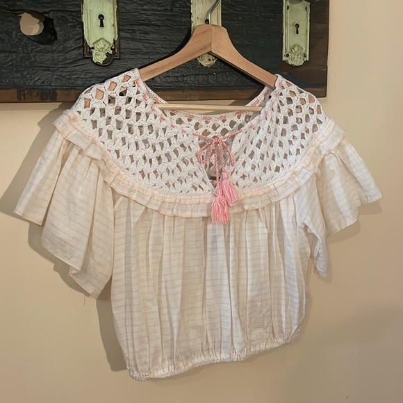 Free People Allora Crochet Striped Top Size XS - Picture 5 of 16